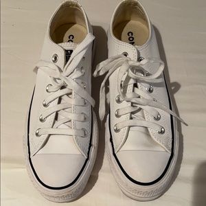 Converse White Leather Platform Sneakers